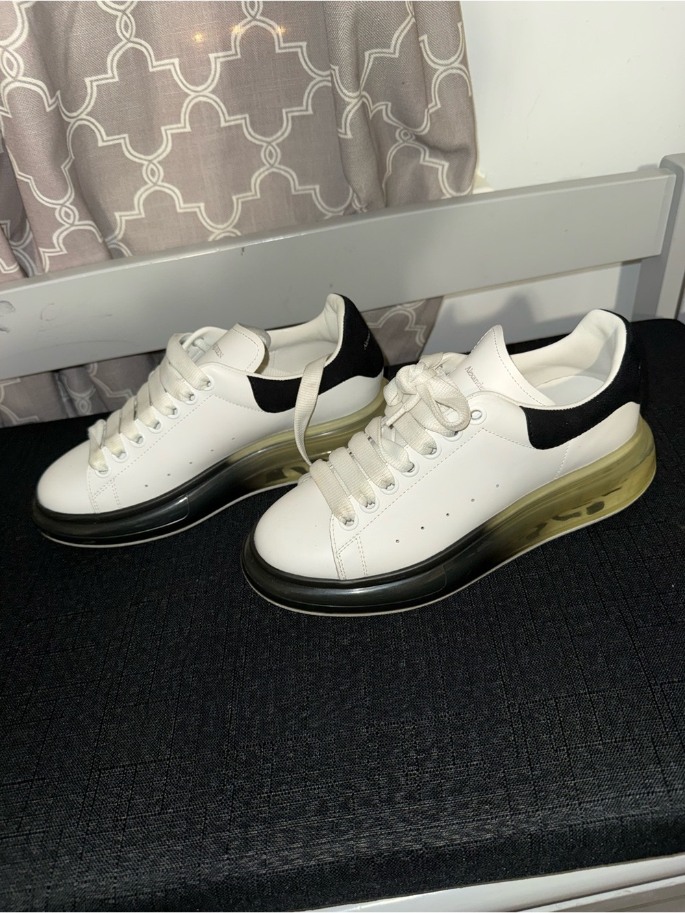 🤍 Alexander McQueen Oversized Sneaker — Clear Bubble Sole, White/Black